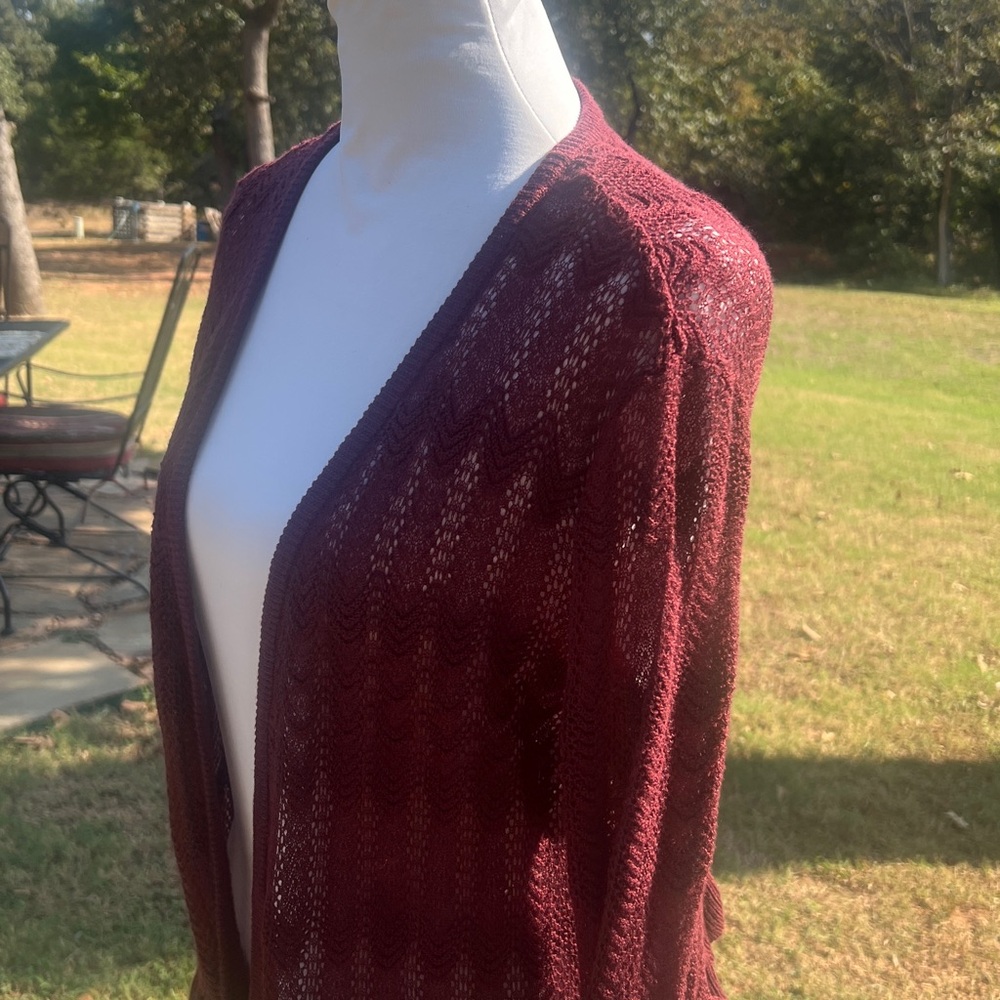 Knox Rose | Maroon Open-Front Cardigan…..101B - Picture 3 of 13